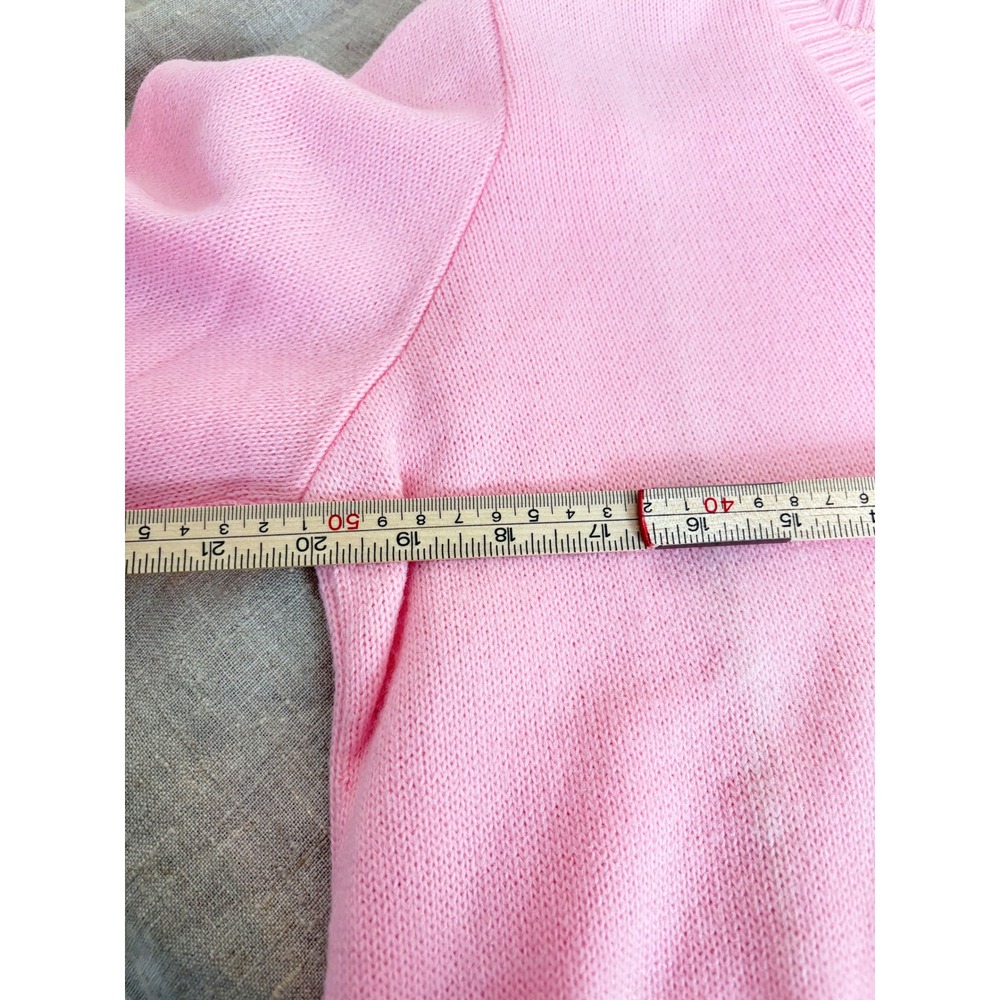 Curry Knits Pink V-Neck Sweater Womens Long Sleeve Ribbed Knit Pullover - Picture 6 of 9